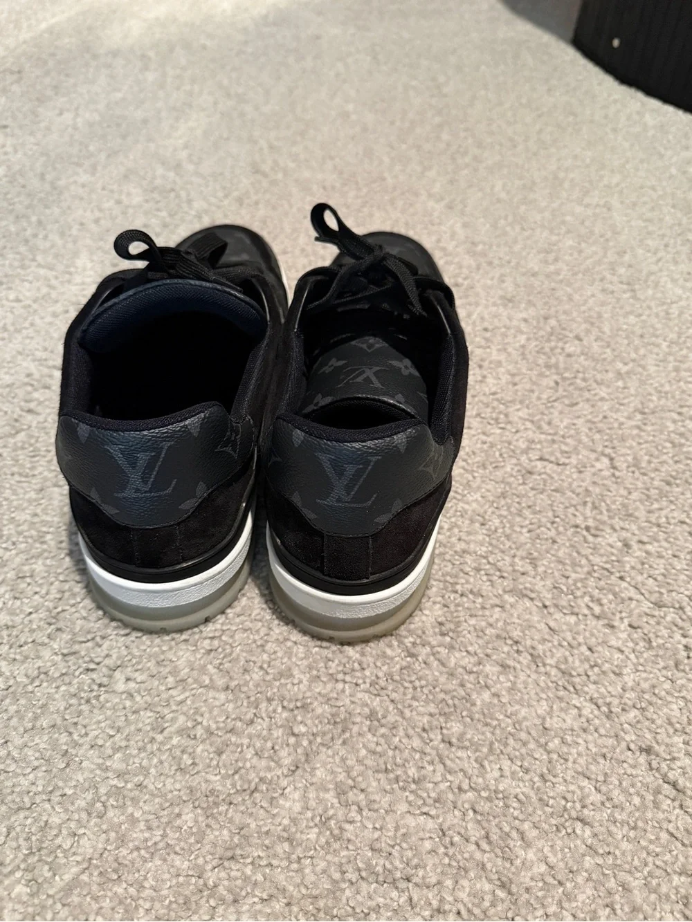 Louis Vuitton Black Monogram Low-Top Sneakers with White Midsole